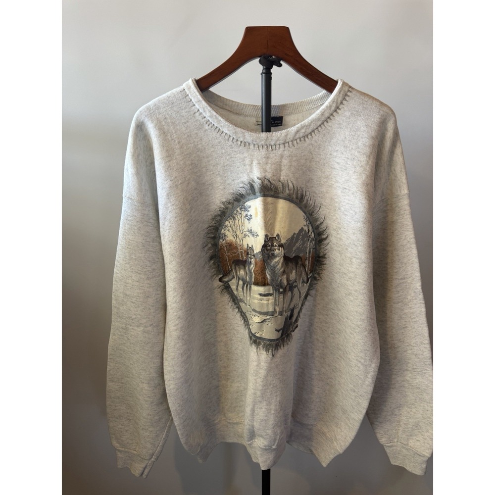 Vintage 90s Snow Wolves Winter Graphic Sweatshirt Fits Xl Crewneck